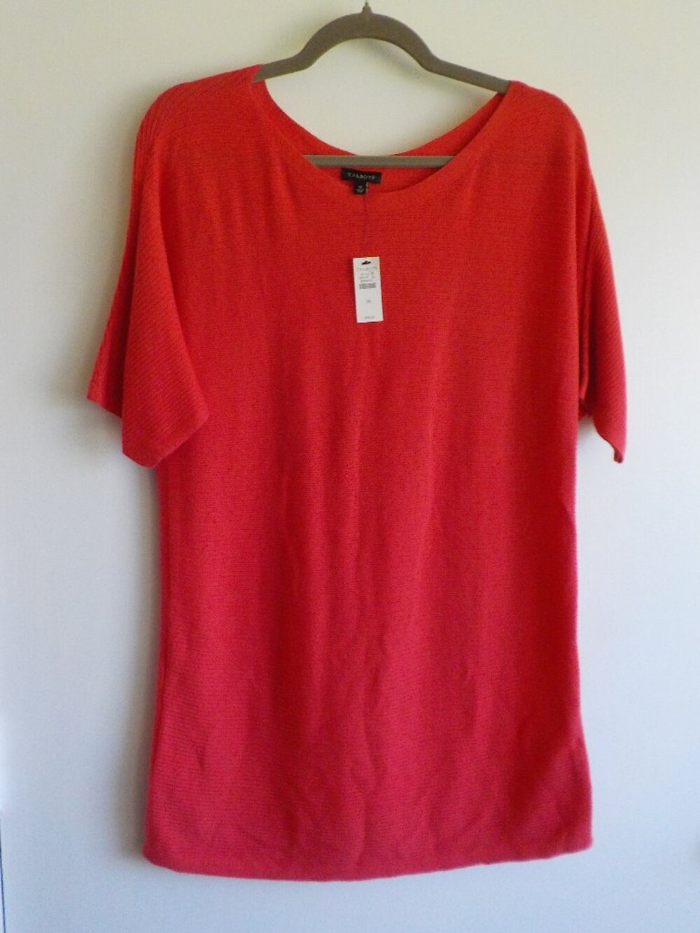 Talbots Tunic Top - Medium - NWT Red Short Sleeve (2315)